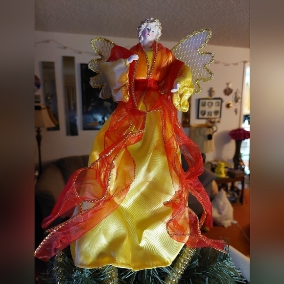 NWOT. Vintage* Angel Tree Topper, Gold Gown 90s (2 of 2) - Picture 2 of 7